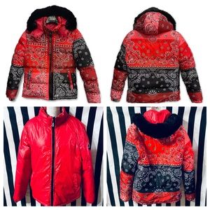 REELISTIK BANDANA REVERSIBLE PUFFER ALL OVER PRINT (RED)